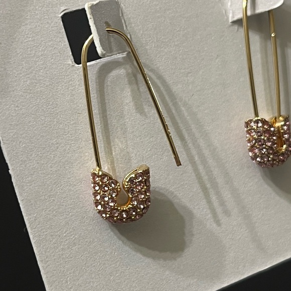 BaubleBar Gold and Pink Diamond Safety Pin Earings - Picture 4 of 6